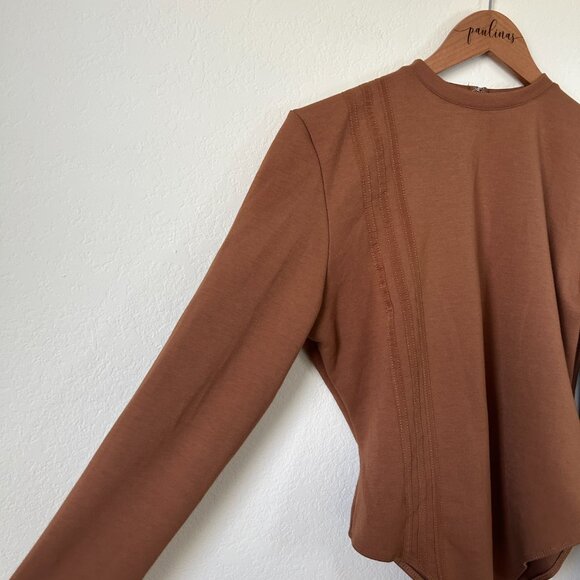 Adidas Ivy Park Bodysuit Womens XL Brown Beyonce Long Sleeve 3 Stripe Athletic - Picture 3 of 9